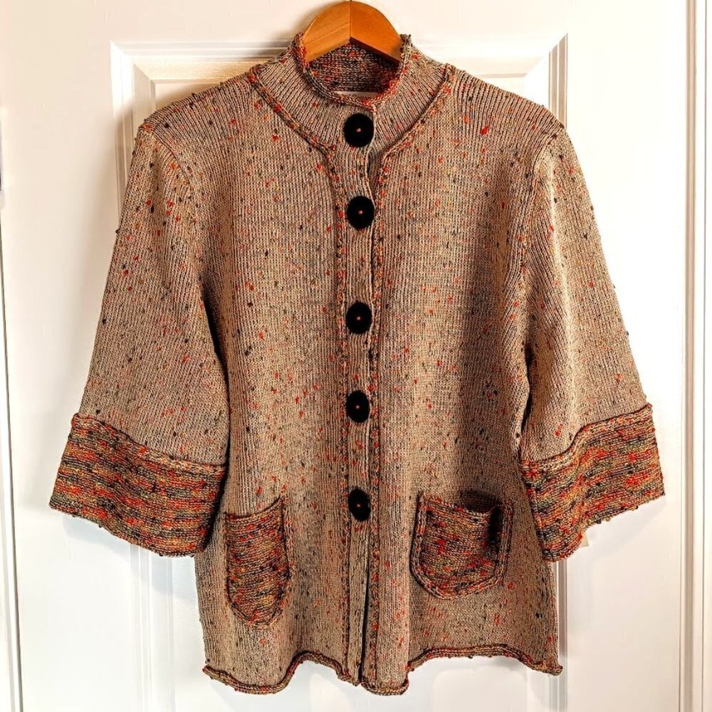 Ball of Cotton Handloomed Linen Cardigan Sweater NWT